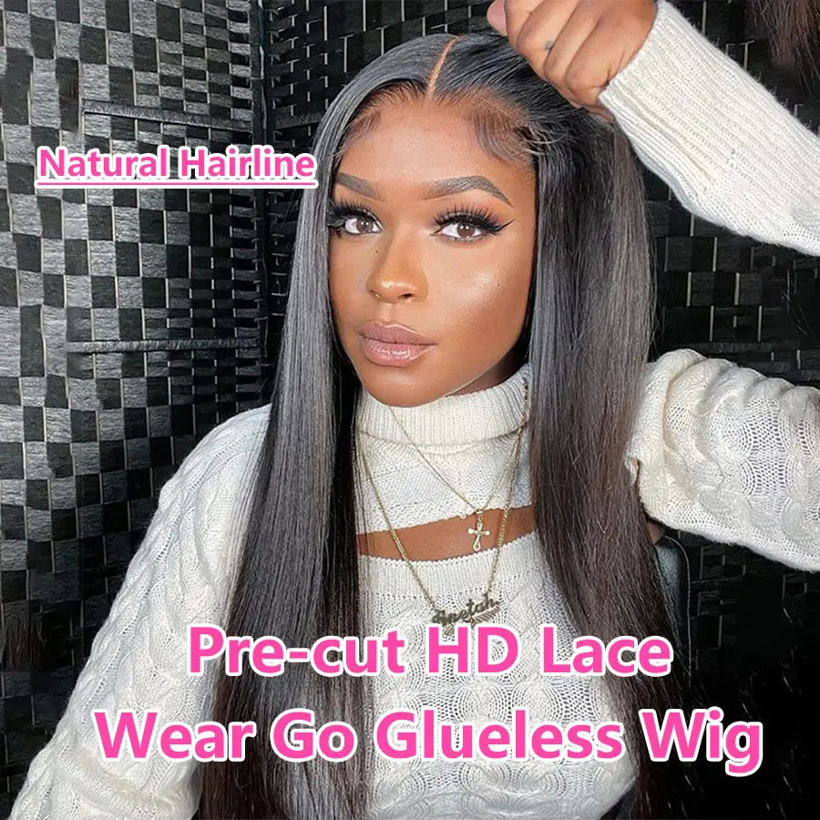 30 32Inch Smooth Straight 6x4 HD Lace Wear and Go Glueless Wig Human Hair Pre Plucked 5x5 Lace Closure Wigs For Women Bling Hair