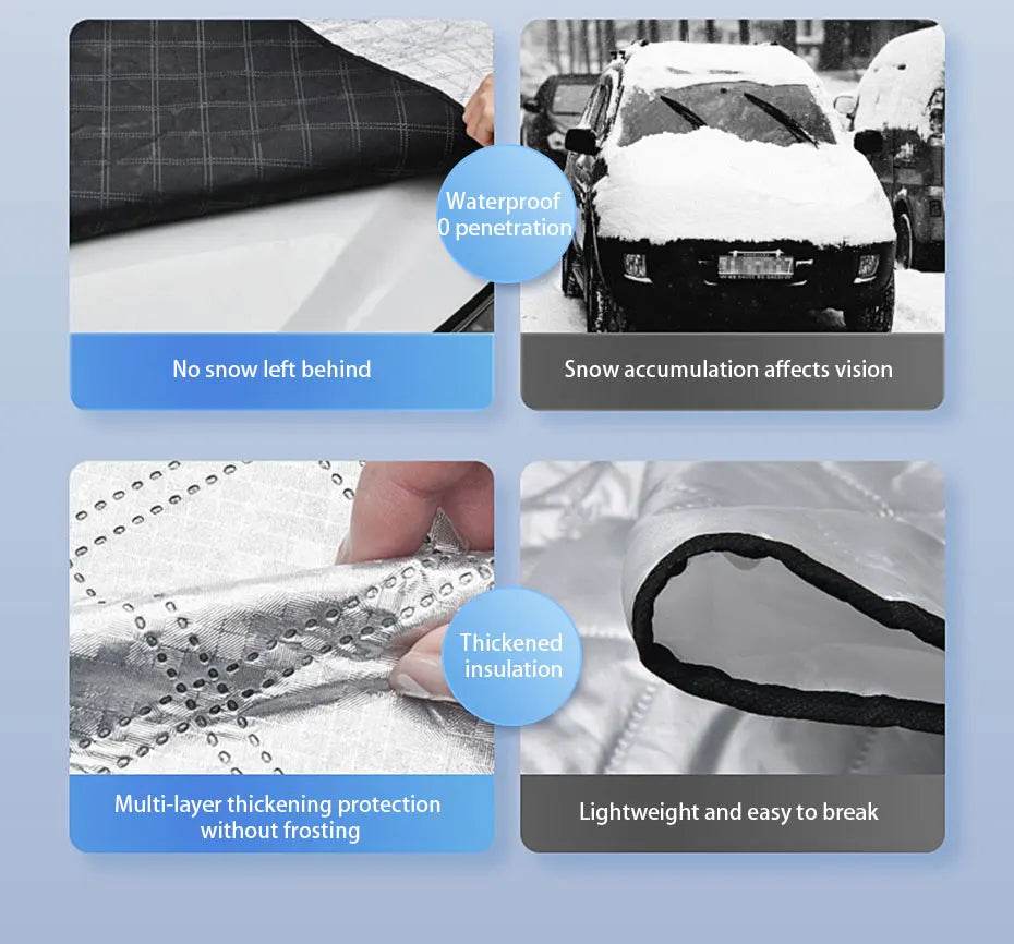 SEAMETAL Outdoor Car Cover Winter Snowproof Windshield Cover Snow Shield Universal Anti-Frost Snow Cover with Windproof Strap - MarvelouStoree