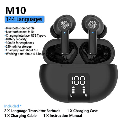 144 Languages Wireless Translation Earphone Real Time Translator Earbuds Bluetooth5.4 Two-Way Instant Translated Business Trip