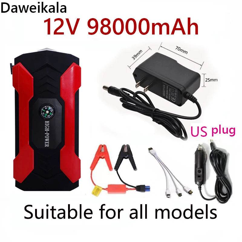 12V98000mAh Car Jump Starter Starting Device Battery Power Bank Jumpstarter Auto Buster Emergency Booster Car Charger Jump Start - MarvelouStoree