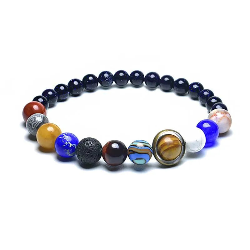 Unique Eight Planets Bracelet Homme Female 6mm 8mm Natural Volcanic Rock Braslet Lapis Lazuli Beaded Brazalete Chakra Braclet