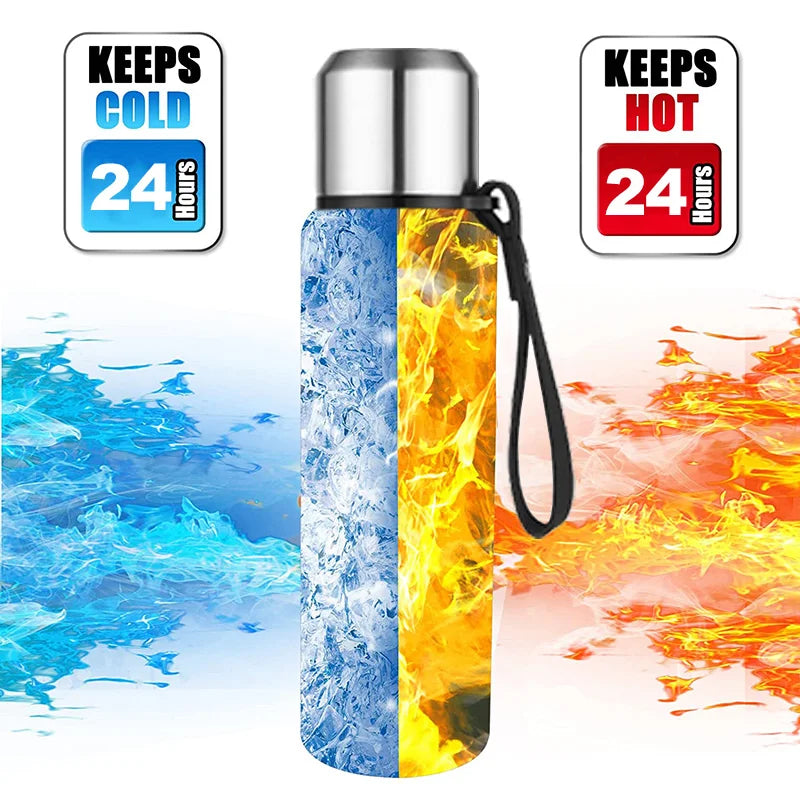 304 Stainless Steel Thermos Bottle Large Capacity Vacuum Flask Insulated Tumbler with Rope for Tea Drinks Cold and Hot Water