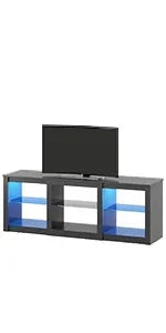 63 in TV Stand for 55/60/65/70 Inch TVs, Modern Entertainment Center with Open Shelves, Wood TV Console with 2 Storage Dra