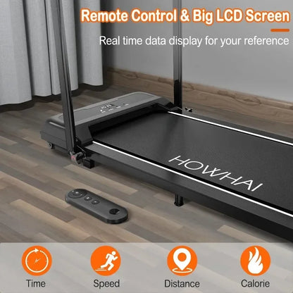 Walking Pad with Handle Bar Foldable Treadmill Under Desk Treadmill 6.2 MPH Running Pad with Remote Control and LED Display