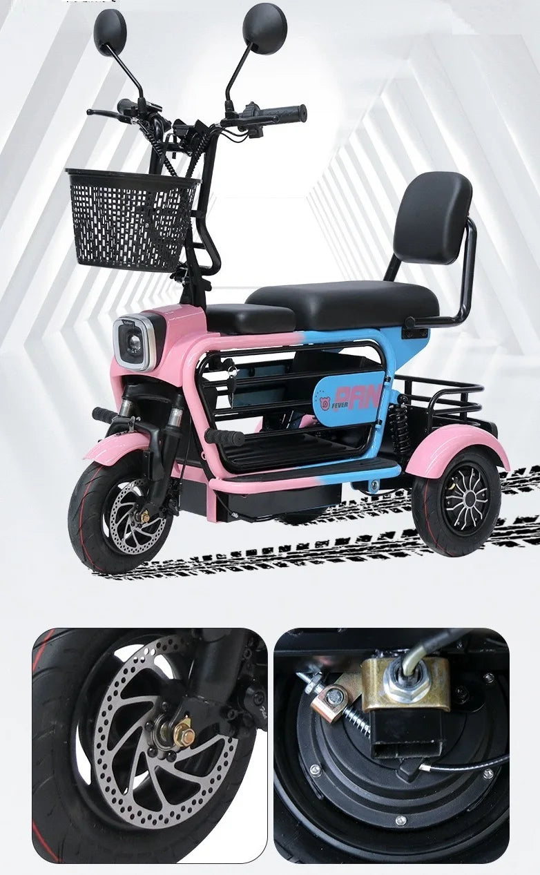 chinese long range yongkang 2 seat mobility  3 wheels electric scooter tricycle with seat for adults