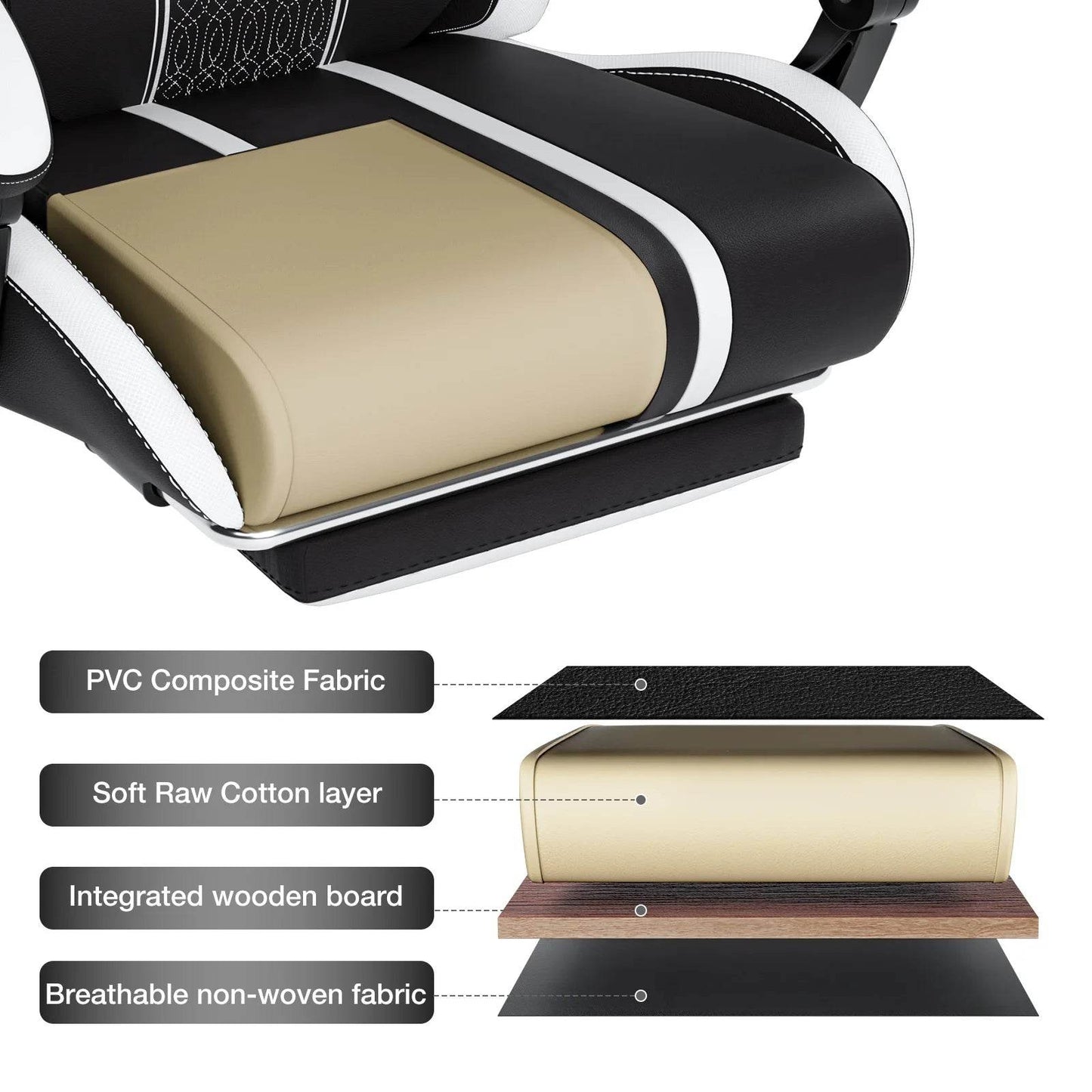 Ergonomic RGB Massage Gaming Chair w/ bluetooth Speakers Footrest Office Chair - MarvelouStoree