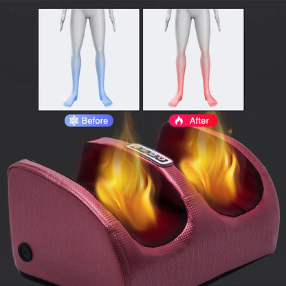 Electric Foot Massager Heating Therapy Hot Compression Shiatsu Kneading Roller Muscle Relaxation Pain Relief Foot Spa Machine