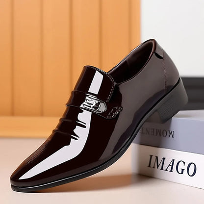 Brand New Patent Leather Shoes for Men Casual Business Shoes Office Work Shoes for Male Party Wedding Oxfords Point Toe Loafers