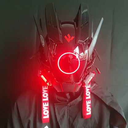 Cyberpunk Mask Helmet Techwear Cosplay Bluetooth With Dynamic Led Samurai Mask Customizable Patterns Screen Halloween Party Gift