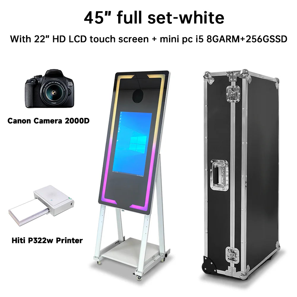 40 65in Touch Screen Magic Mirror Photo Booth Machine With mini PCPortable Selfie Mirror Photo Booth Kiosk For Parties Events