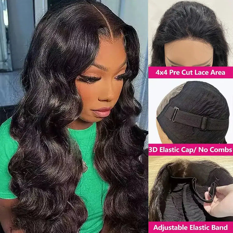 Glueless 6x4 Ready To Go Wigs Body Wave Easy Go Pre Cut Pre Plucked Glueless Wig Ready to Wear 4x6 Closure Human Hair Wigs