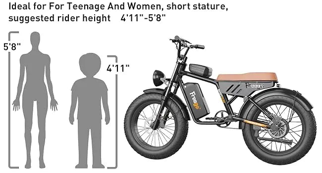 Freego 1000w electric bike 48V/12.5Ah ebike fat tire electric bikes 28MPH&30Mile Suitable for Teenage and Women