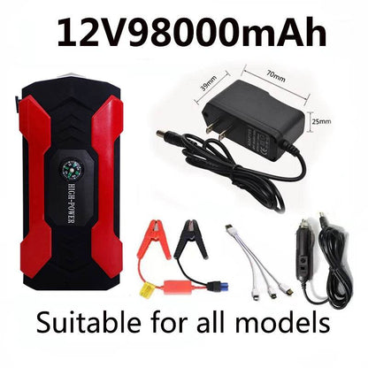 12V98000mAh Car Jump Starter Starting Device Battery Power Bank Jumpstarter Auto Buster Emergency Booster Car Charger Jump Start - MarvelouStoree