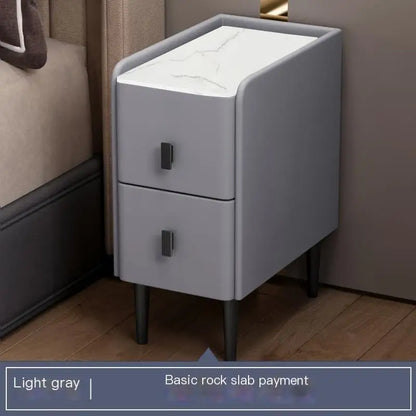 Small narrow bedside table solid wood simple light luxury mini smart bedroom bedside table extremely narrow home cabinet