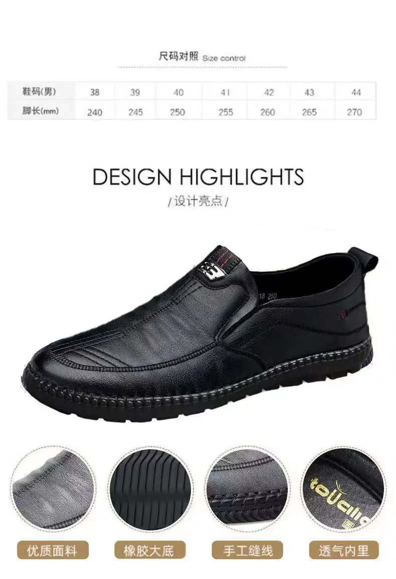 Mens Leather Loafers Non Slip Walking Flats Breathable Outdoor Slip on Casual Shoes for Male Work Office Driving Sneakers2