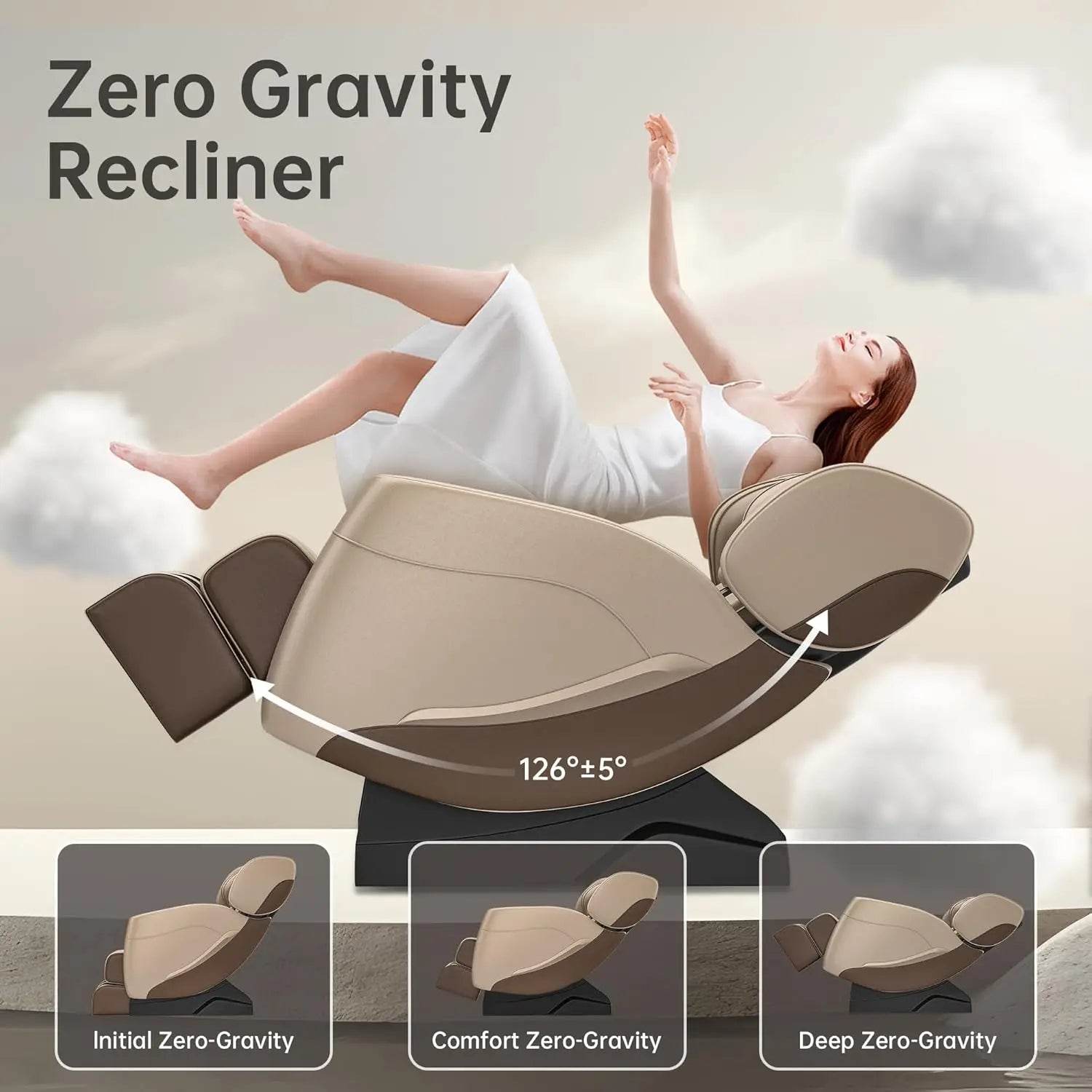 Full Body Zero Gravity Massage Chair with Auto Modes, 8 Fix Point Rollers, Bluetooth, Foot Massage= - MarvelouStoree