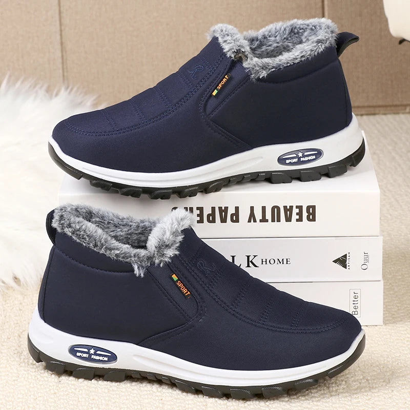 Men's sneakers Outdoors Plush Warm winter waterproof shoes high quality non slip Hiking Ankle Boots Winter shoes for men work