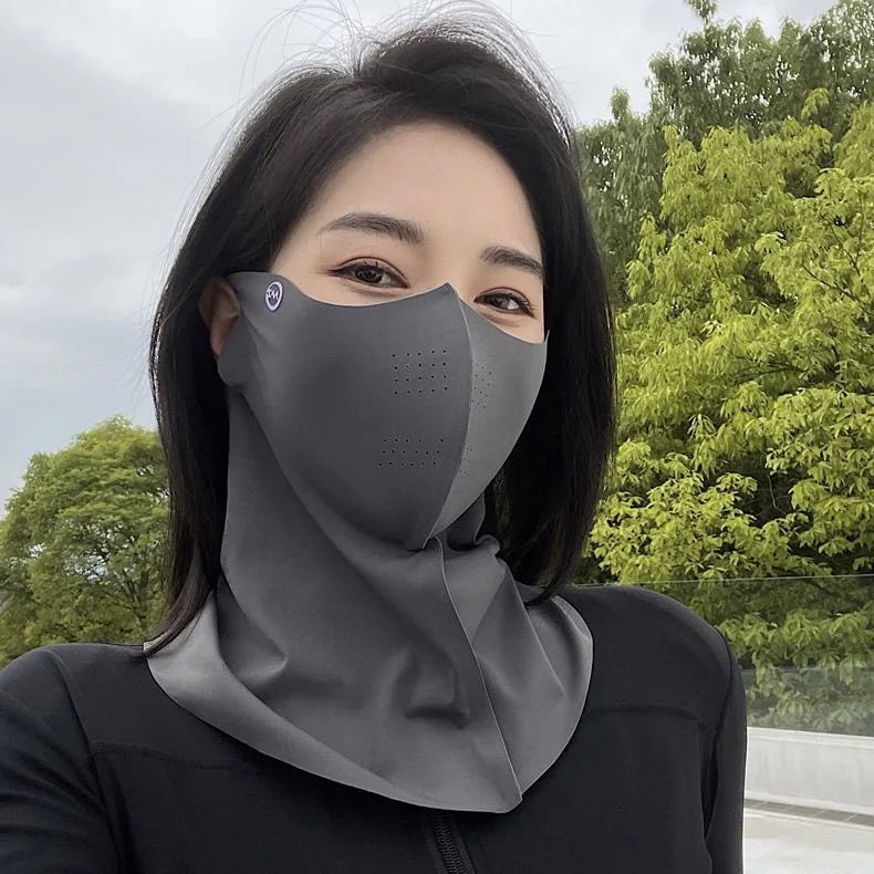 Women Summer UV Protection Neck Scarf Ice Silk Face Mask Cover Outdoor Wrap Cover Sports Cycling Sun Proof Sunscreen Dustproof