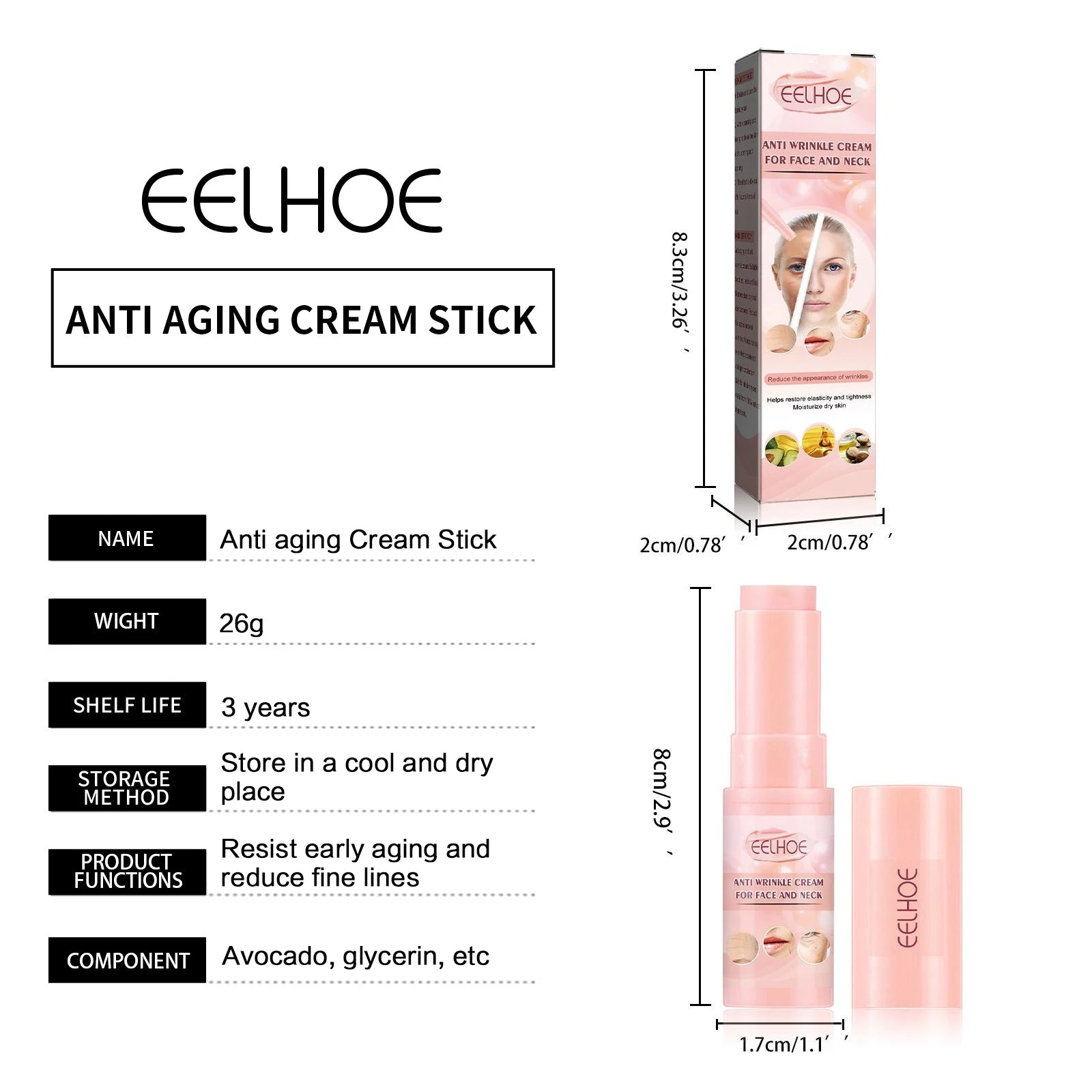 EELHOE Anti Aging Cream Collagen Facial Firming Wrinkle Remover Cream Stick Neck Lighten Fine Line Nourish Moisturize Skin Care