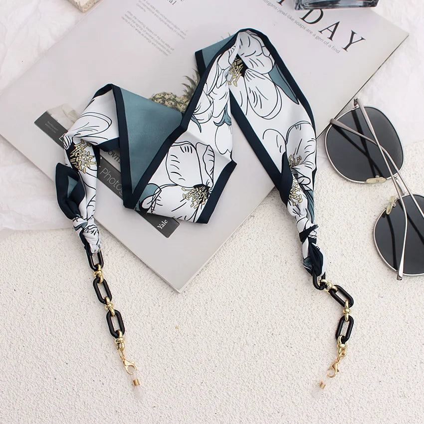 Silk Ribbon Glasses Chains Fashion Boho Acrylic Sunglasses Lanyard Holder Mask Strap Hang on Neck Eyewear Girl Gift Jewelry