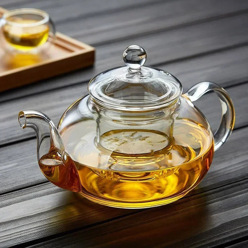 400/1100ml High Borosilicate Glass Teapot Thickened Heating Flower Tea Pot Transparent Glass Filter Teaware Kungfu Teaware