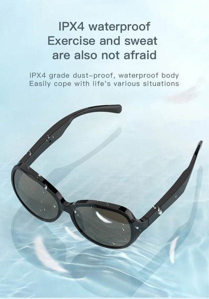 New Waterproof Bone Conduction Bluetooth Smart Glasses Hands-Free Call Music Sunglasses for All Phone Wireless Bluetooth Headset - MarvelouStoree