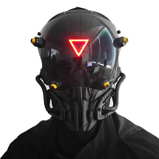 JAUPTO Punk Mask Cosplay for Men, Red Triangle Light Mask Cosplay Halloween Fit Party Music Festival Accessories