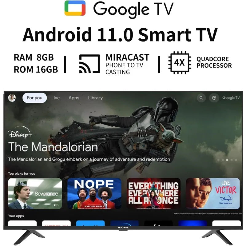 70-Inch 4K LED Smart TV with Google TV, Google Play and Chromecast Built-in, HDR 10, Dolby Audio, Voice Remote