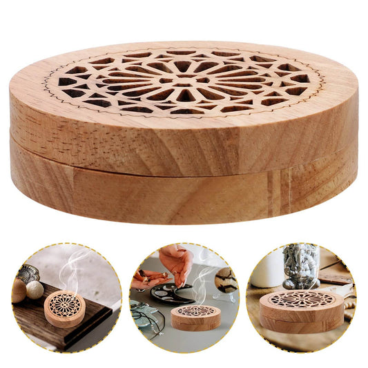 Solid Wood Aromatherapy Box Incense Holder Tabletop Censer Burner Vintage Wooden Cone Indoor Ornament Holders - MarvelouStoree