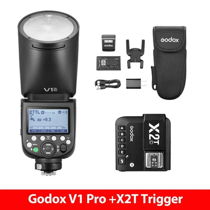 in stock Godox V1 Pro V1Pro for Canon Nikon Sony Fuji Olympus TTL Wireless Transmission Speedlite Li-ion Round Head Camera Flash