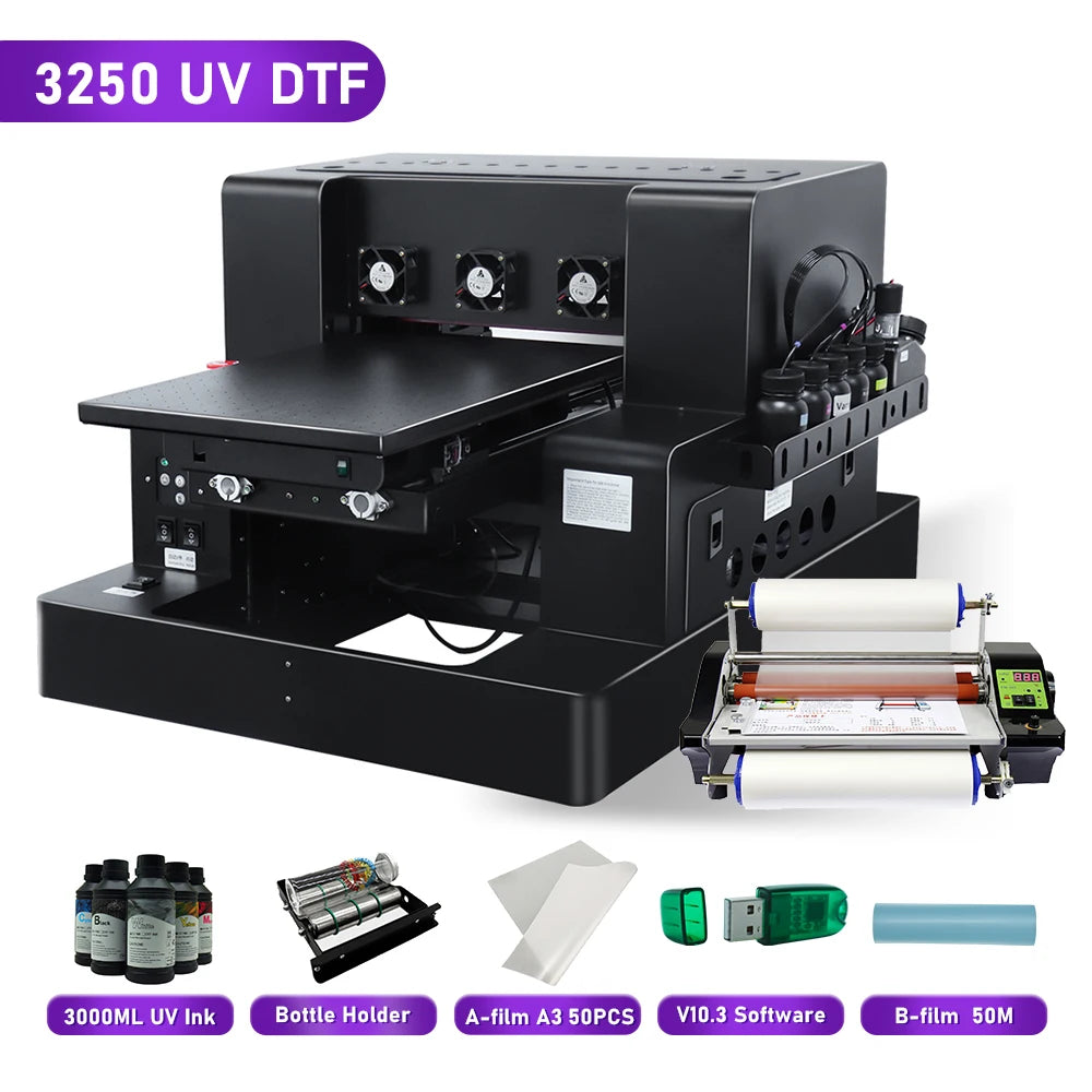 OYfame A3 UV Flatbed Printer A4 impresora uv dtf L805 UV TransferPrinter head with Varnish Rotary Ink uv dtf printing machine