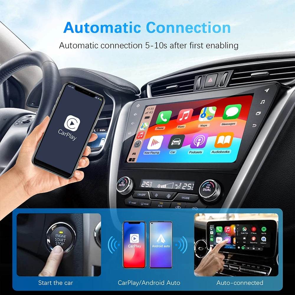 Wireless Carplay Adapter Android Auto Wireless Smart Dongle 2in1 For Volvo Benz Audi Kia Hyundai VW Mazda Cadillac MG Peugeot - MarvelouStoree