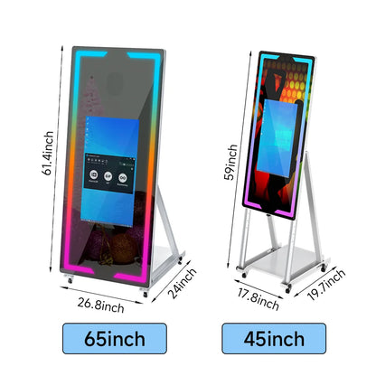 40 65in Touch Screen Magic Mirror Photo Booth Machine With mini PCPortable Selfie Mirror Photo Booth Kiosk For Parties Events