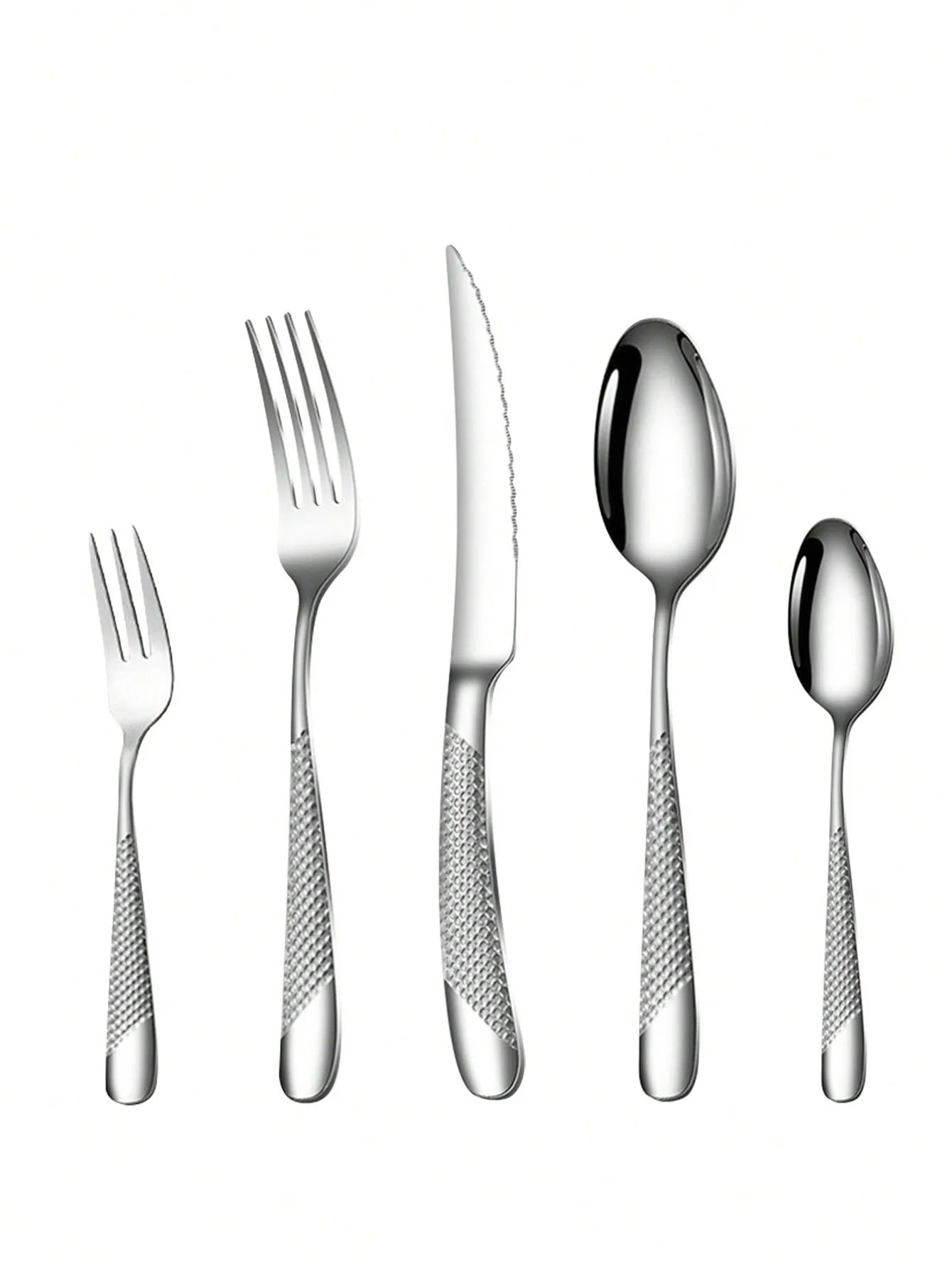 6pc/30pc Stainless steel silver high-end star diamond tableware set knife, fork and spoon dessert fork and spoon