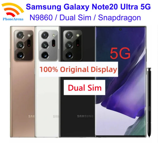 Samsung Galaxy Note20 Ultra 5G N9860 Dual Sim 6.9" AMOLED 12GB RAM 256/512GB ROM NFC Snapdragon Original Android Cell Phone