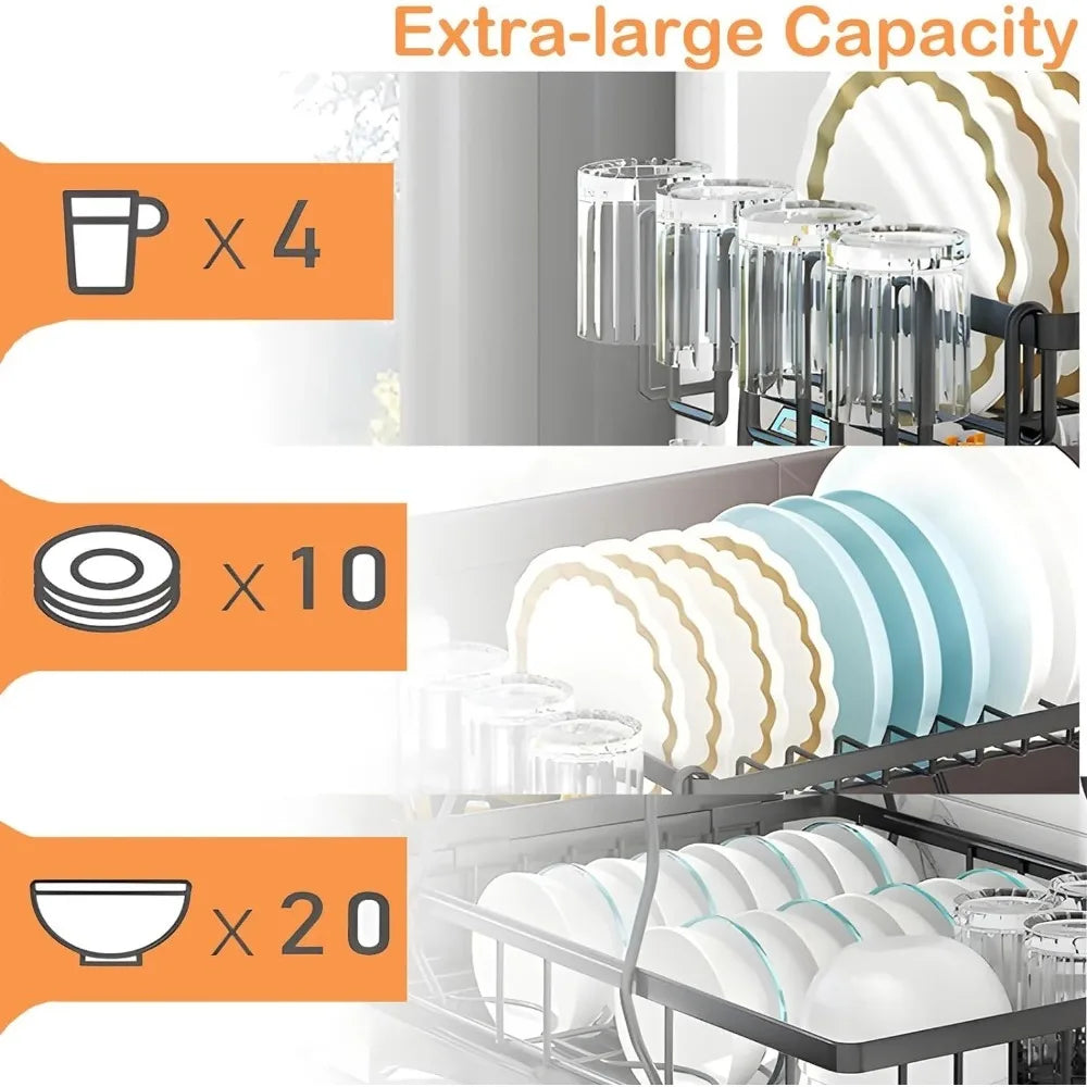 Dish Racks for Kitchen Counter, Stainless Steel Kitchen Dish Drying Rack with Drainboard, Detachable Dish Drainers