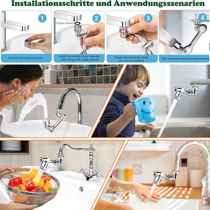 Dual Mode 1440° Rotation Faucet Aerator Splash Kitchen Tap Extend Water Nozzle Faucet 22/24mm Adaptor Faucet Bubbler Robotic Arm