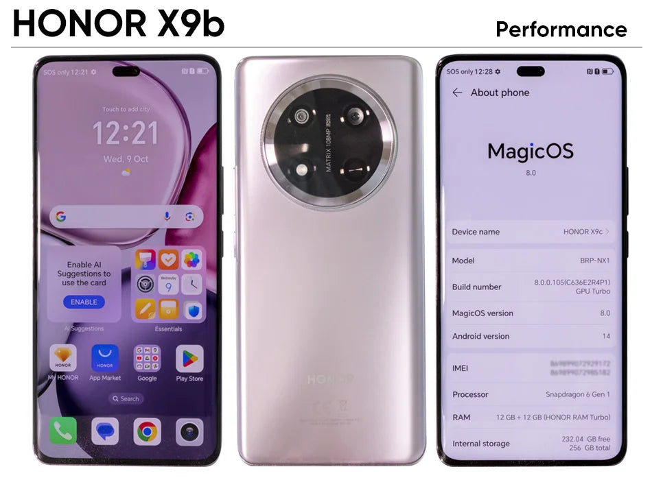 2024 New HONOR X9c 5G Global Version 6.78" Anti-drop 120Hz Curved Screen 108MP Triple Cameras 6600mAh Battery Android14 Dual SIM