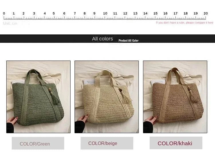 Elegant Ladies Straw Woven Handbag Women Holiday Beach Commute Casual Tote Top-Handle Bags Fashion Retro Shoulder Bags 2024