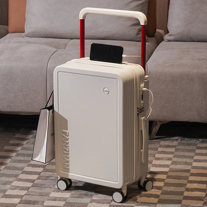 New Design Wide Handle Travel Suitcase Carry-On Luggage Trolley Case With Cup Holder USB Charging 20 Inch Cabin Rolling luggage