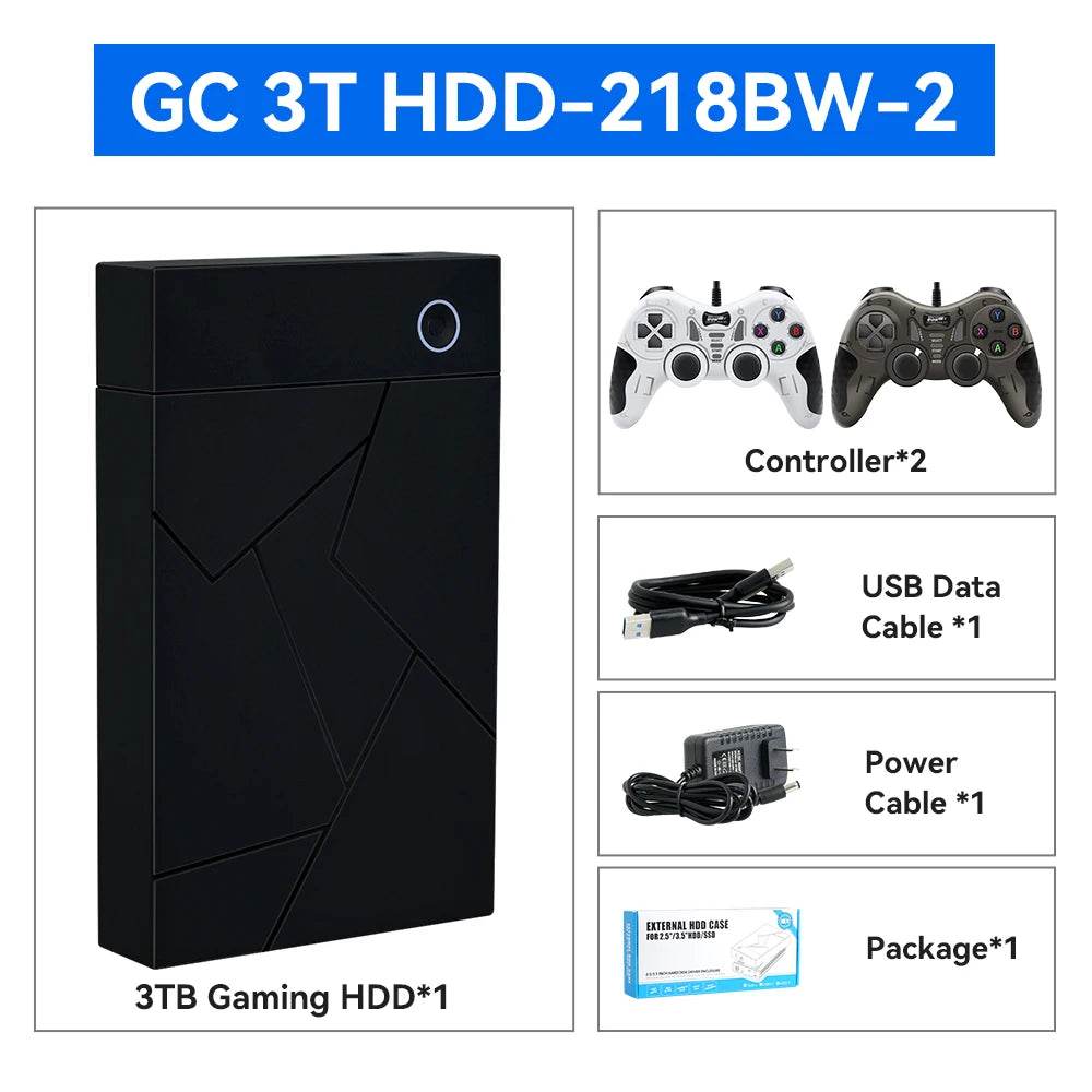 3TB Portable Gaming HDD LaunchBox/Retrobat/Playnite Retro Game Console with 17300+ AAA/3D/Retro Games for PS4/PS3/PS2/Switch/Wii - MarvelouStoree