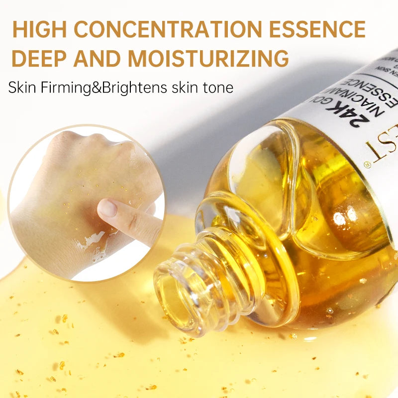 Niacinamide Whitening Serum Hyaluronic Acid for Face Wrinkle Remover Firming Anti-aging 24K Gold Essence Brightening Skin Care