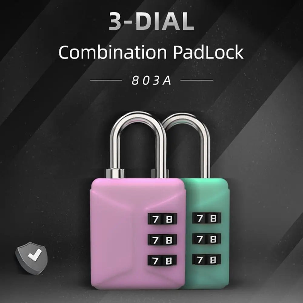 3 Dial Digit Combination Lock ABS Shell Zinc Alloy Password Lock Portable Security Anti-theft Luggage Backpack Suitcase Padlock