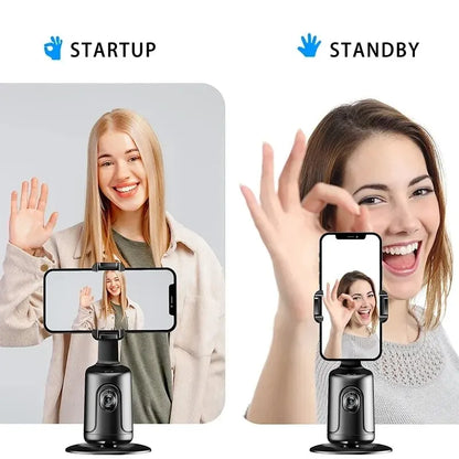 360 Auto Face Tracking Shooting Gimbal AI Camera Recognition Body Track Intelligent Follow Live Shoot Phone Stand Smart Mount