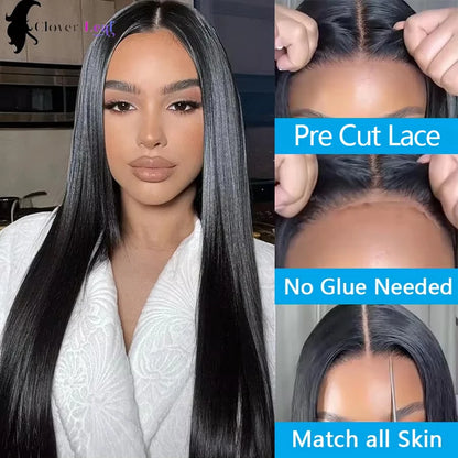 26inch Glueless Wig Human Hair Ready To Wear Straight 6x4 4x4 Pre-Cut Glueless Wigs Pre-Plucked Top Brazilian Wigs for Women