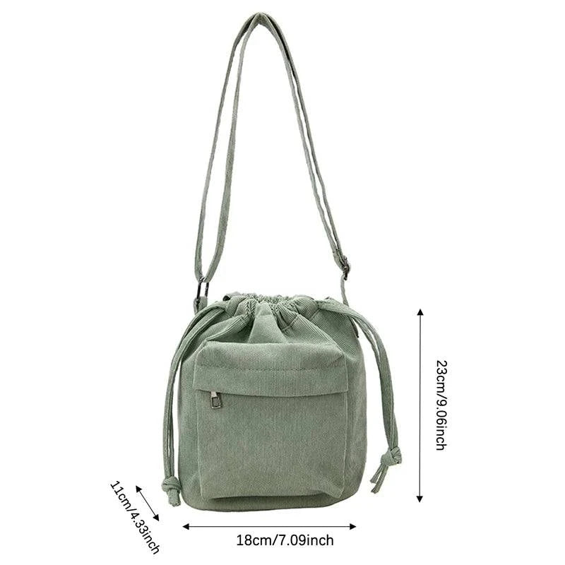 2024 New Women Bag Middle Shoulder Bag Korean Style Drawstring Bucket Bag Casual Light Youth Crossbody Bag Whole Sale