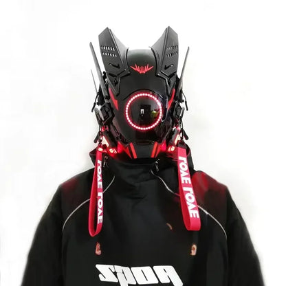 Light Techno Sense Boy Helmet Cosplay Mask  Mascaras Cyberpunk Mask Round Light Wing Braid Triangle Light Festival LED