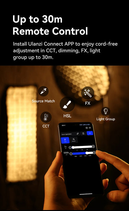 Ulanzi VL-120C 120W V-Mount RGB Full Color COB Video Light Wireless APP Control 2700K-6500K for Video Photography Studio Shoot