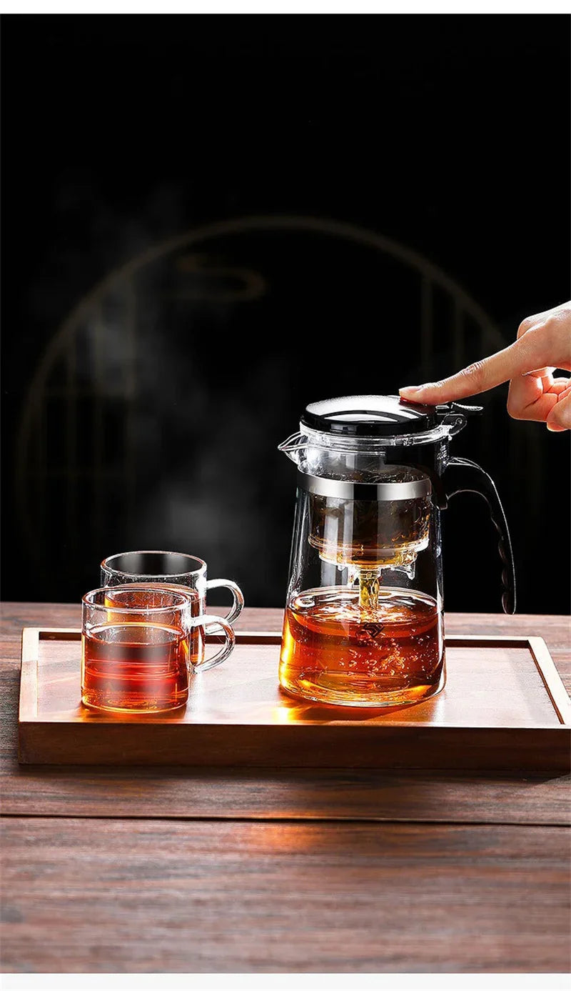 Chinese Style Kung Fu Teapot Heat Resistant Glass Teapot with Tea Water Separation Filter Home Coffee Pot Home Teaware Set