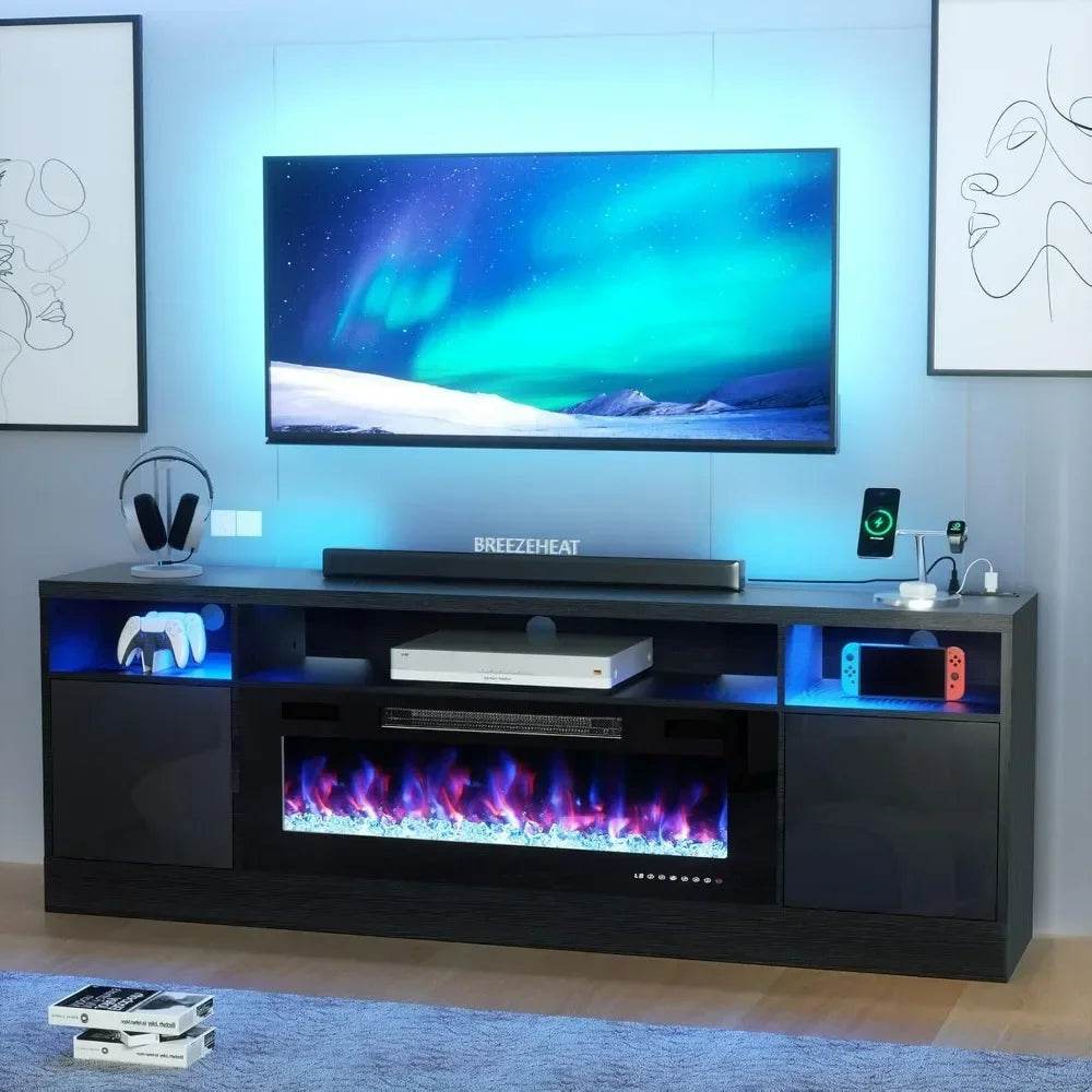 Electric Fireplace TV Stand-Led Entertainment Center TV Stand with Electric Fireplace-Living Room Tv Cabinet - MarvelouStoree